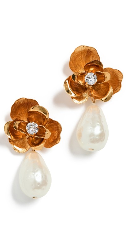 Jennifer Behr Posey Earrings Crystal Antique Gold