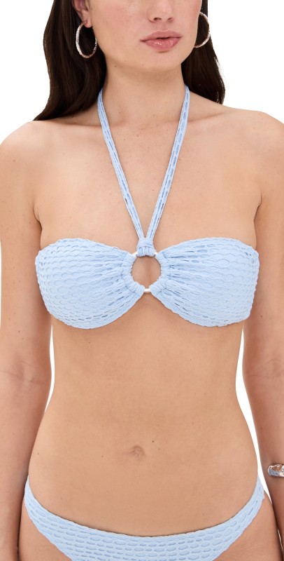 ViX Paula Hermanny Solid Ring Bandeau Top Blue