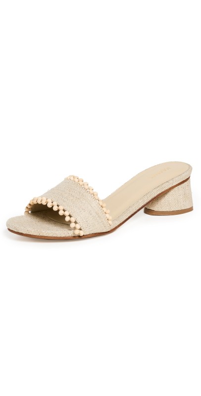 KAANAS Cairo Asymmetric Linen Heels Oat