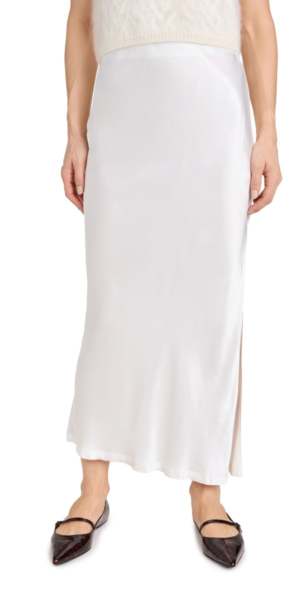 Enza Costa Satin Bias Skirt Cloud