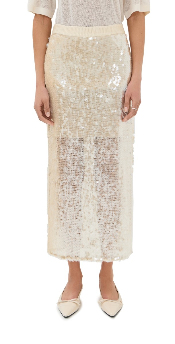TWP Sylkie Midi Skirt Beige/Clear