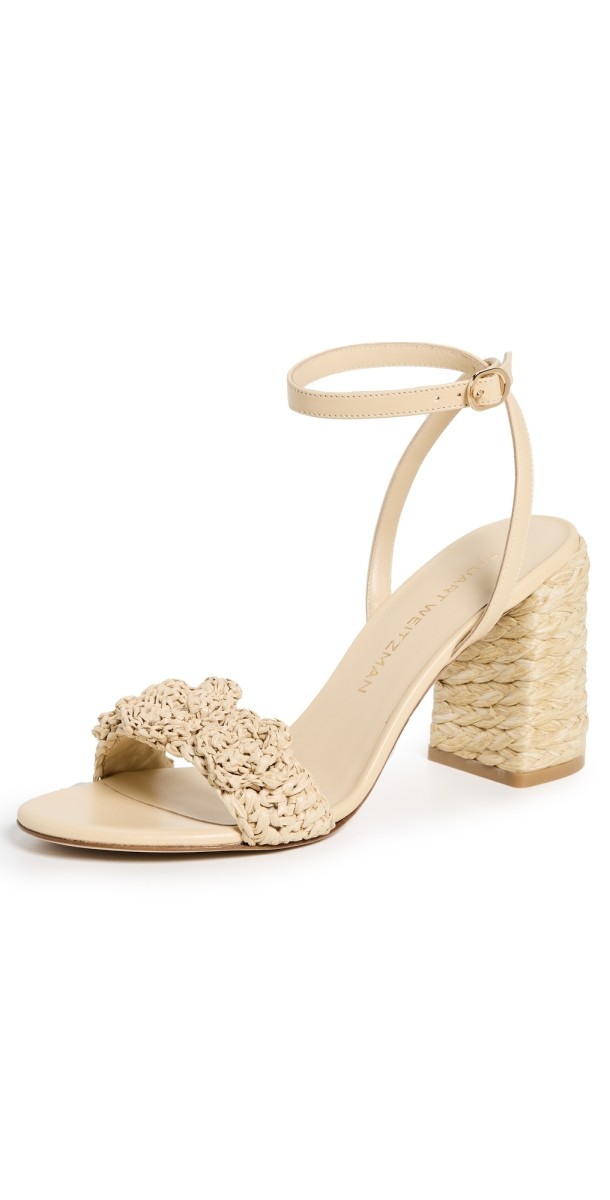 Stuart Weitzman Magnolia Block Heels 85mm Natural Tonal