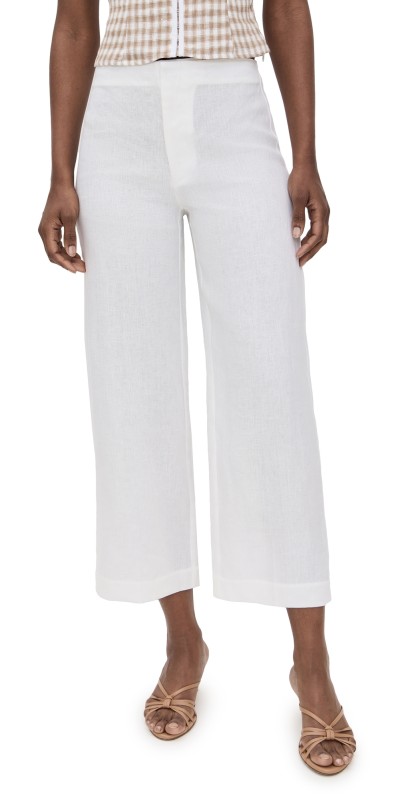 Reformation Joni Linen Cropped Pants White