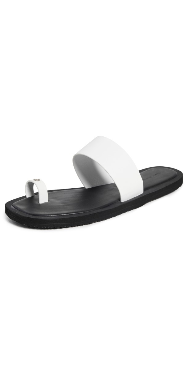 Tory Burch Toe Ring Flip Flops Cloud/Perfect Black