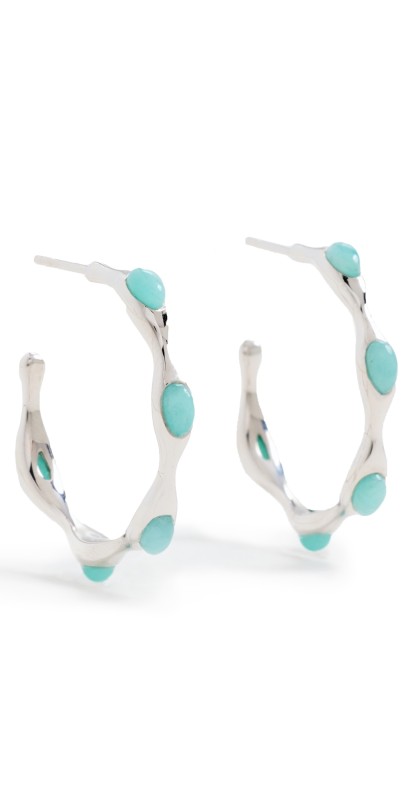 Missoma Magma Gemstone Medium Hoop Earrings Silver