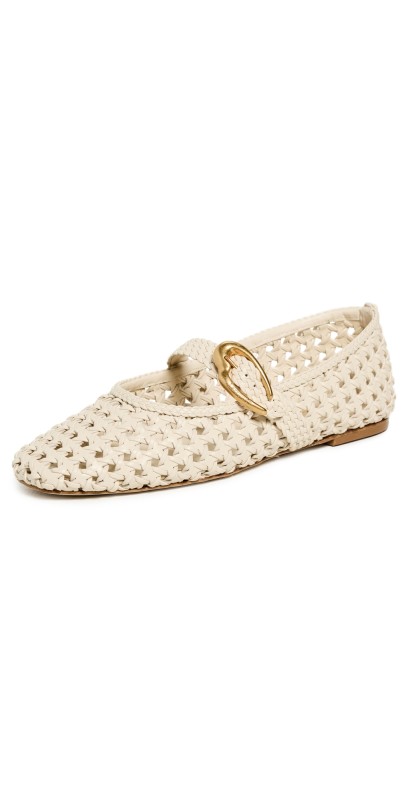 Larroudé Verona Macrame Flats Ivory