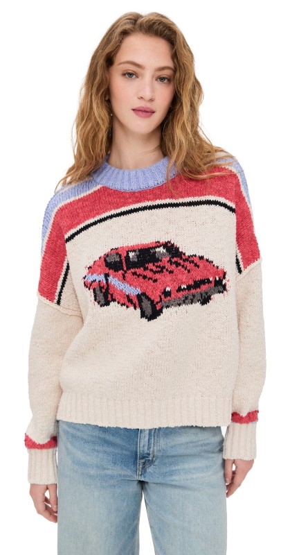 Free People Fast Lane Pullover Sweater Race Car Combo