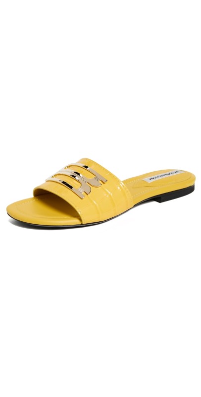 Victoria Beckham Slides Printed Croco Lemon