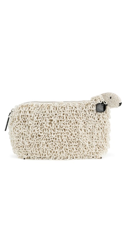 STAUD Dolly Beaded Clutch Ivory