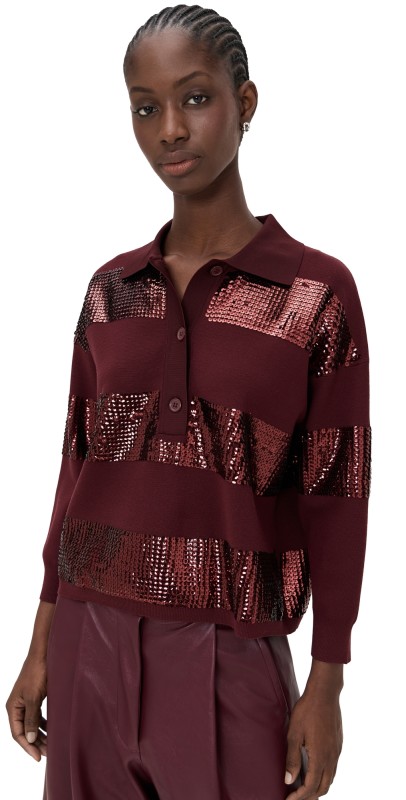 ESSENTIEL ANTWERP Illuminati Striped Sequin Polo Combo3 Margot Mauve