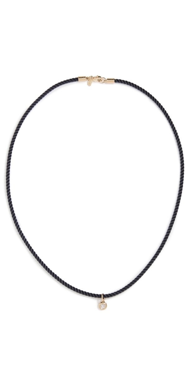 EF Collection 14k Diamond Pillow Cord Necklace 2.5mm 14k Yellow Gold
