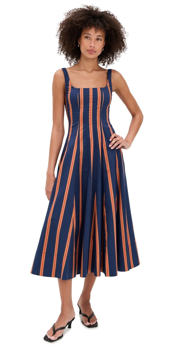 STAUD Wells Dress Railroad Stripe