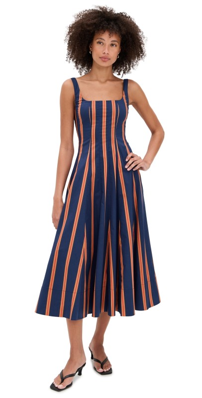 STAUD Wells Dress Railroad Stripe