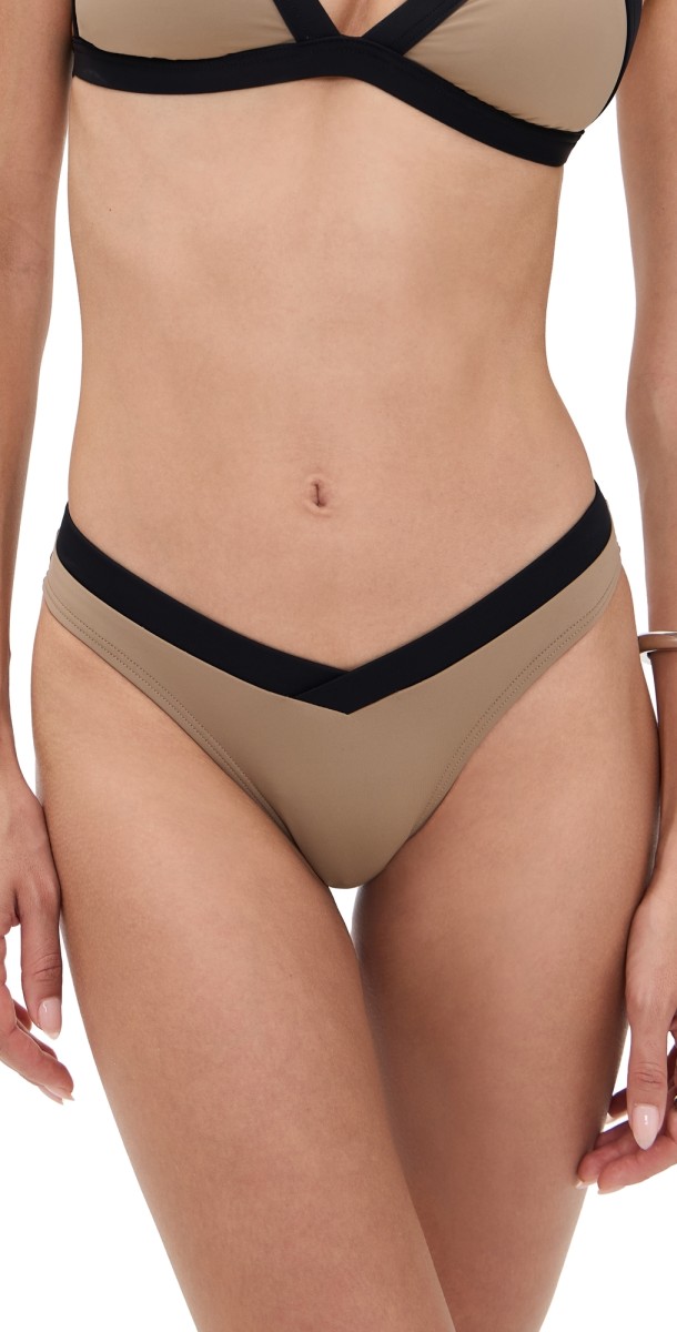 STAUD Gwen Bikini Bottoms Taupe/Black