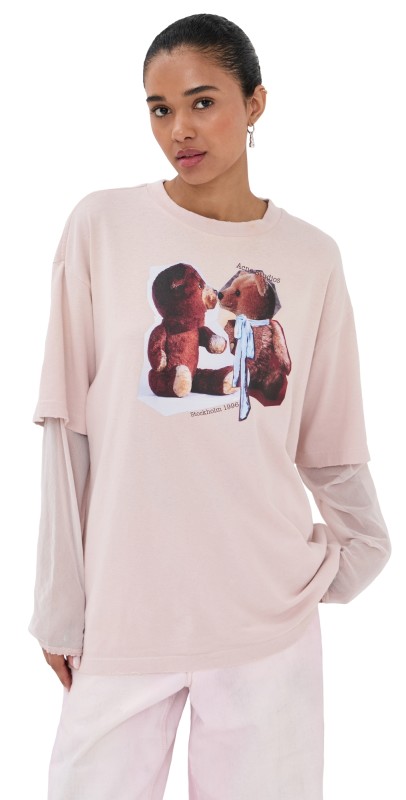 Acne Studios Double Short Sleeve T-Shirt Violet Pink