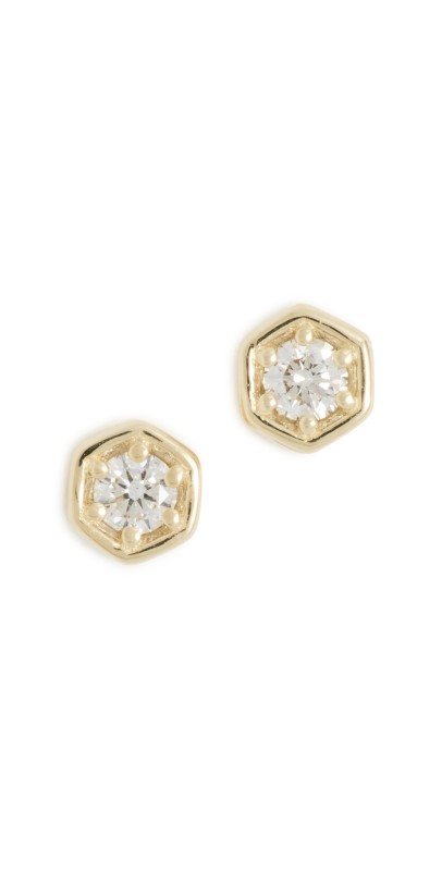 Ariel Gordon Jewelry Diamond Hex Studs Gold