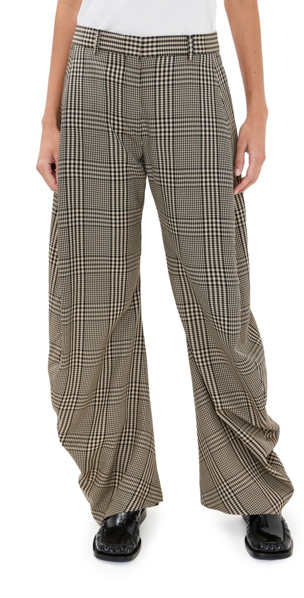 Acne Studios Plaid Summer Suit Trousers Multi Brown