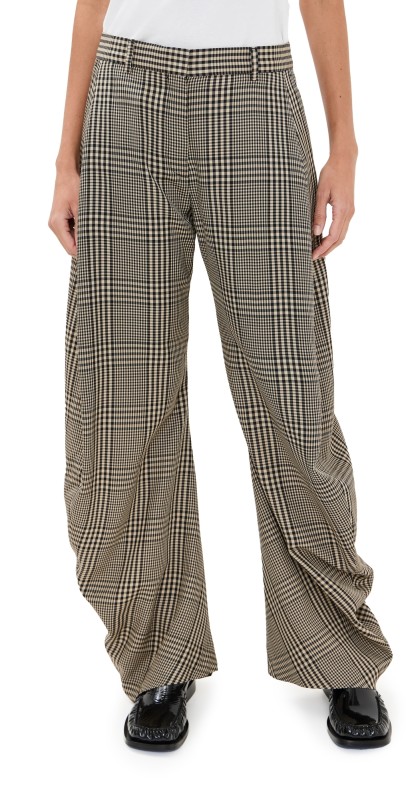 Acne Studios Plaid Summer Suit Trousers Multi Brown