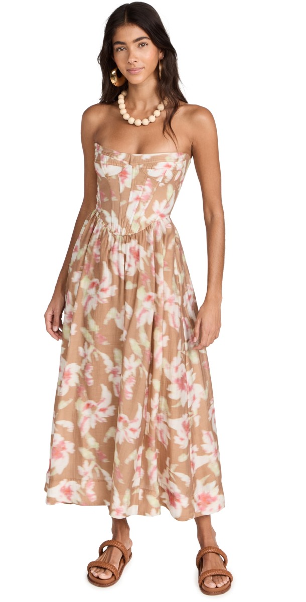 BARDOT Lola Corset Midi Dress Pink Haze