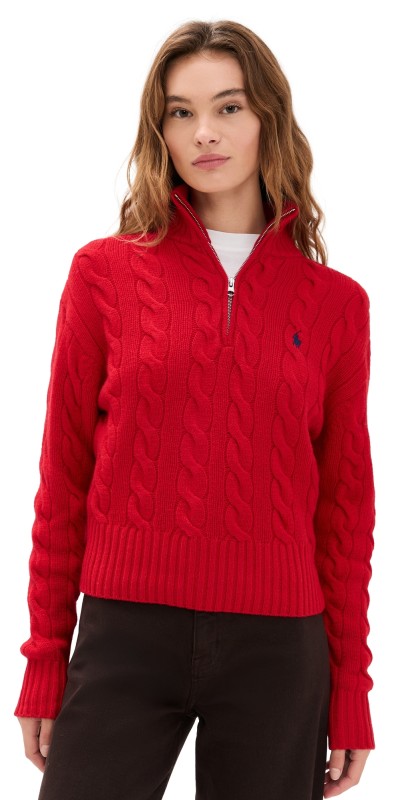 Polo Ralph Lauren Half Zip Cable Sweater RL 2000 Red