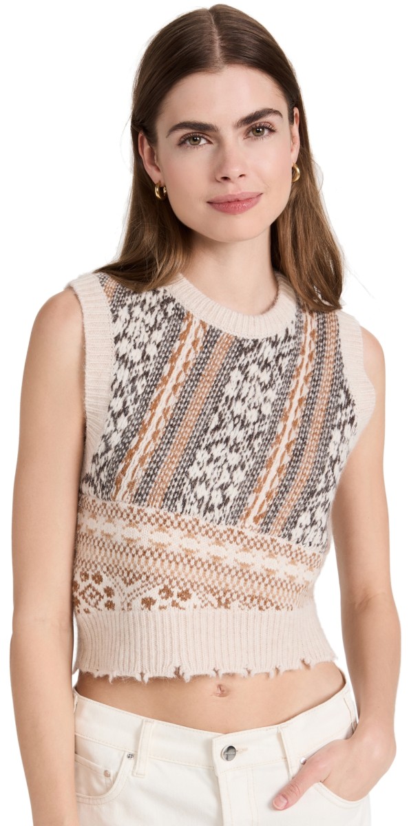 rag & bone Hollis Fair Isle Vest Brown Multi
