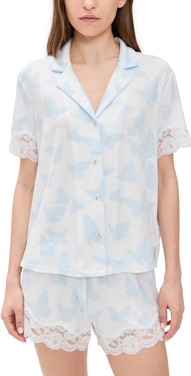 PJ Salvage Butterfly Pajama Top Ivory