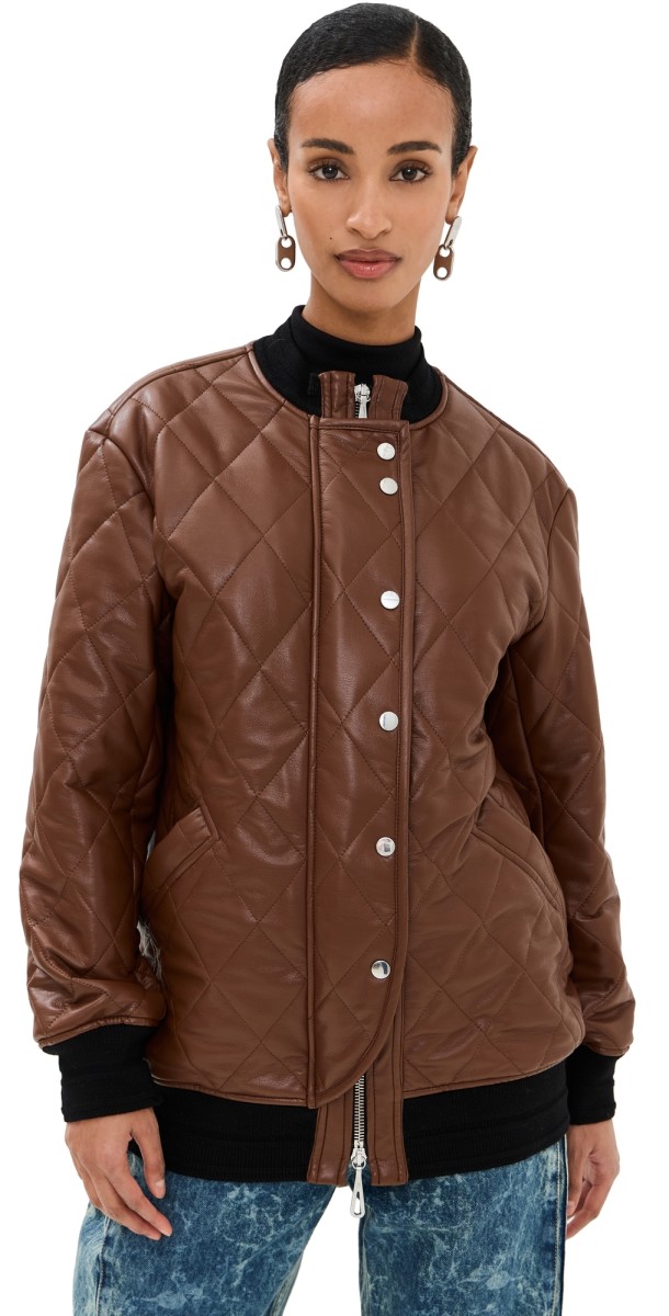 rabanne Long Quilted Jacket Chocolat