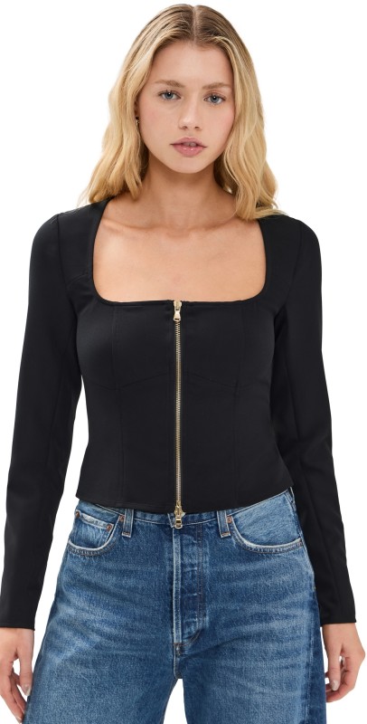 L'AGENCE Ainslee Scoop Neck Top Black
