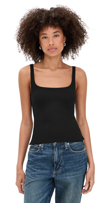 LNA Scoop Ribbed Tank Black