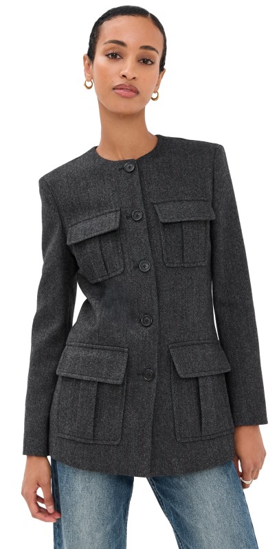 Nili Lotan Gabriella Jacket Grey Herringbone