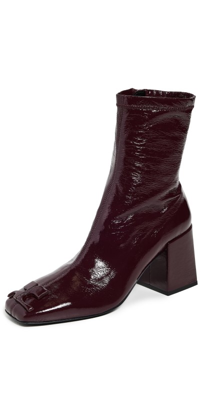 Courrèges Re Edition Vinyl Ankle Boots Burgundy