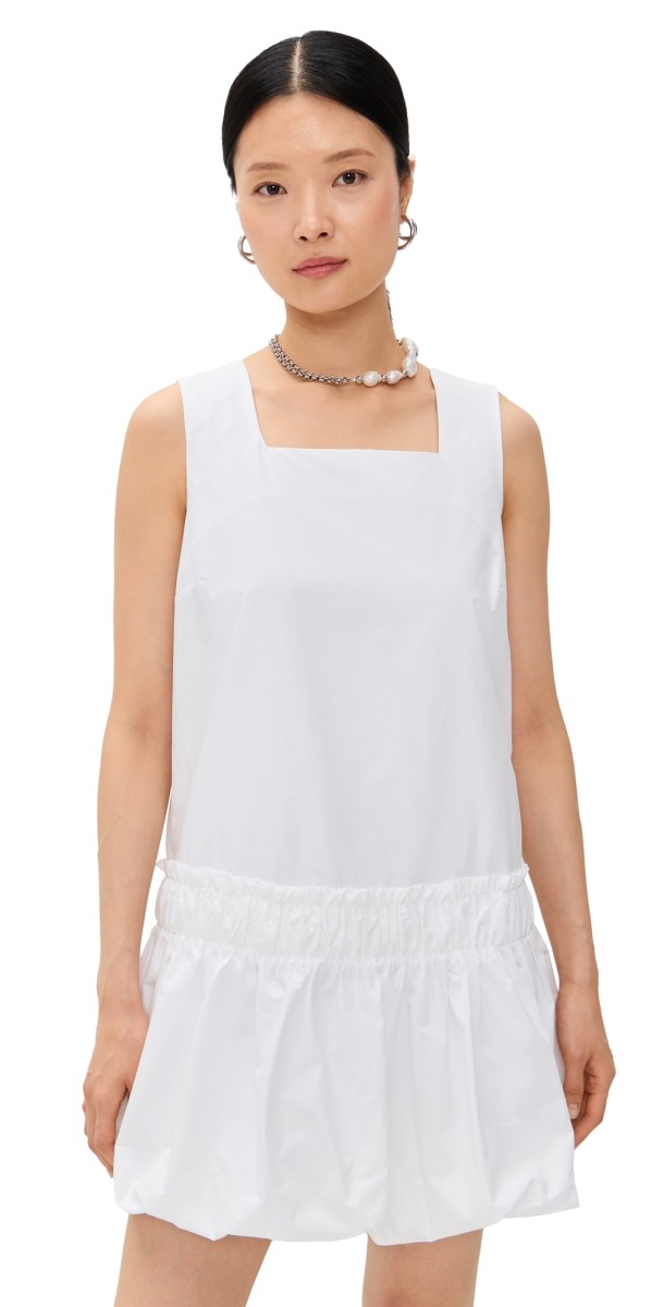 English Factory Shirring Detailed Sleeveless Dress White