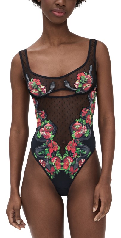 Thistle and Spire Eden Thong Bodysuit Black
