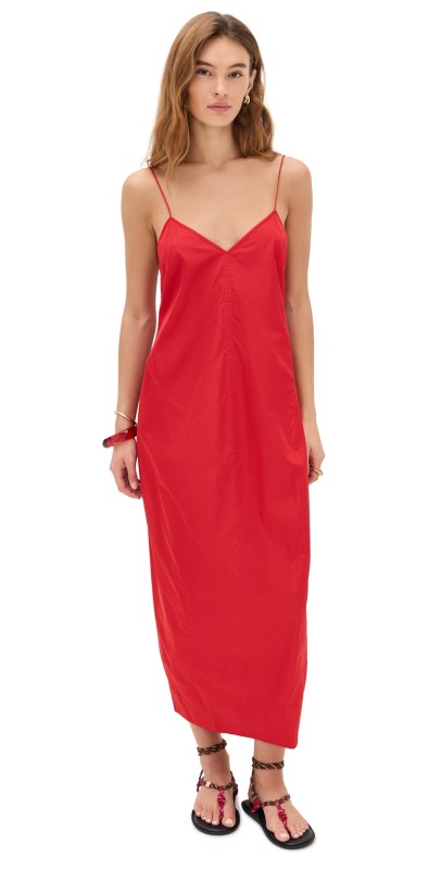 St. Agni Paper Taffeta Cocoon Dress Red