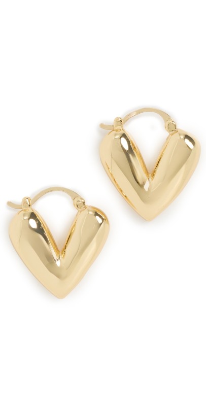 Kenneth Jay Lane Heart Drop Pierced Earrings Polished Gold