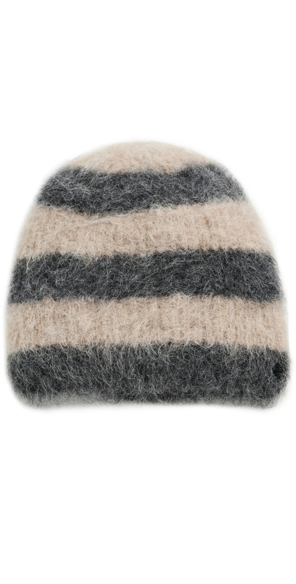 Jocelyn Alpaca Colorblock Knit Beanie Grey
