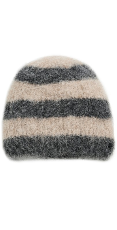Jocelyn Alpaca Colorblock Knit Beanie Grey