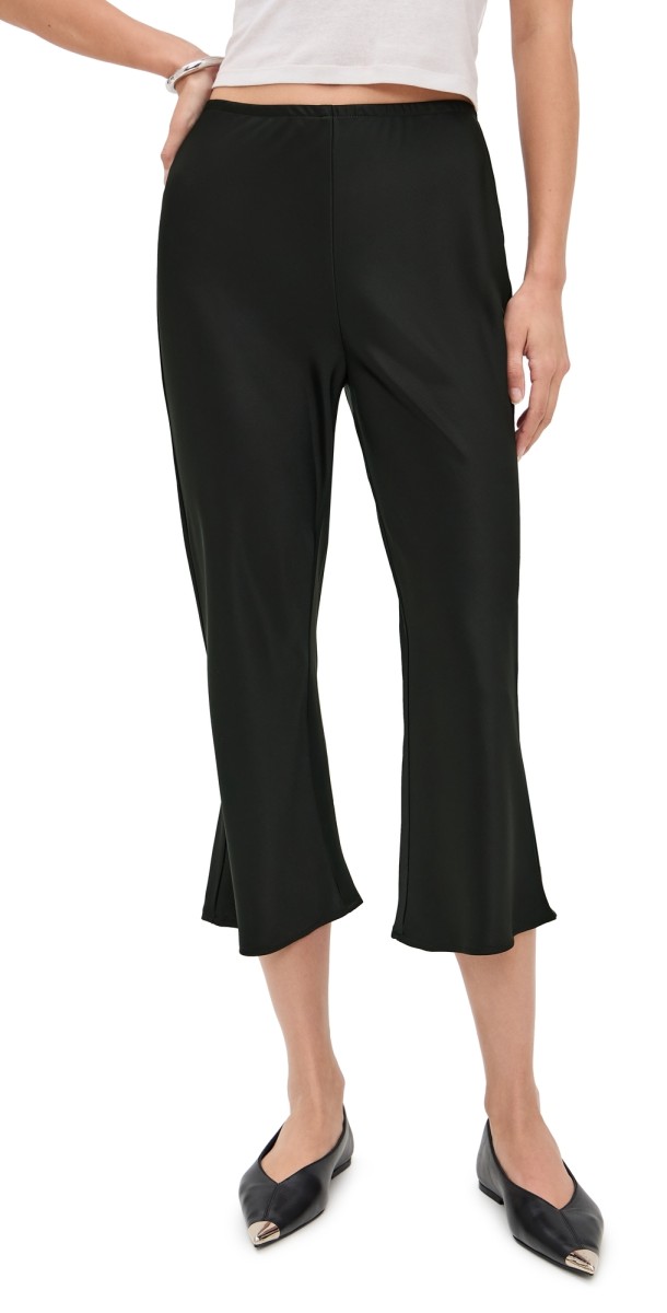 Reformation Gole Mid Rise Capri Pants Black