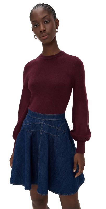 Shoshanna Matilda Dress Burgundy/Dark Denim