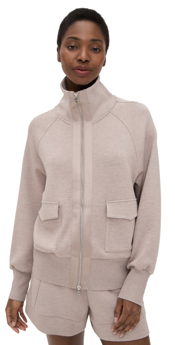 Varley Roxbury Zip Through Sweatshirt Taupe Marl