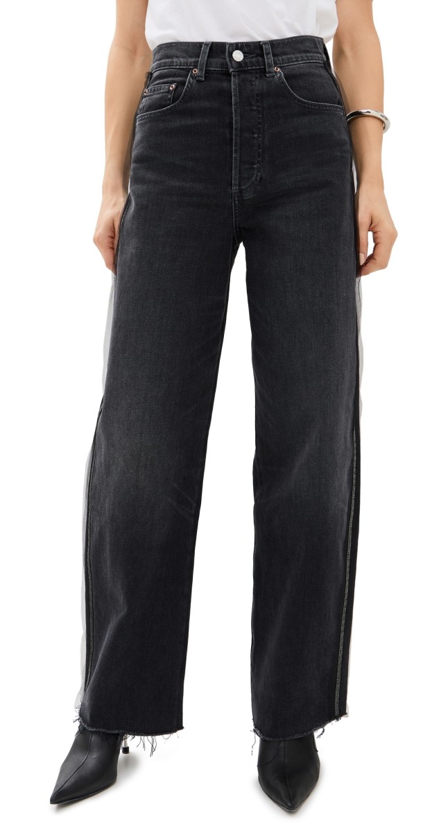 LE JEAN Nomad Beaded Tux Stripe Jeans Vintage Charcoal
