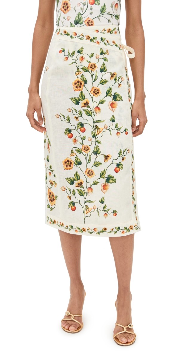 Agua by Agua Bendita Luna Uchuva Midi Wrap Skirt Multicolor