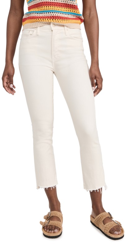 MOTHER The Insider Crop Step Fray Jeans Cream Puffs