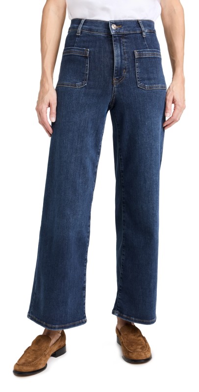 FRAME Le Pixie Slim Palazzo Bardot Pocket Jeans Cursive