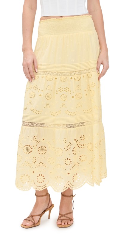 LoveShackFancy Miloti Skirt Citron