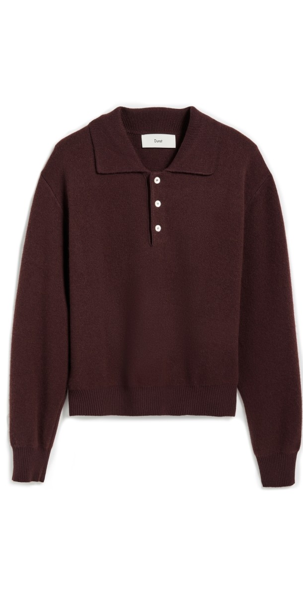 DUNST Unisex Collared Sweater Brown