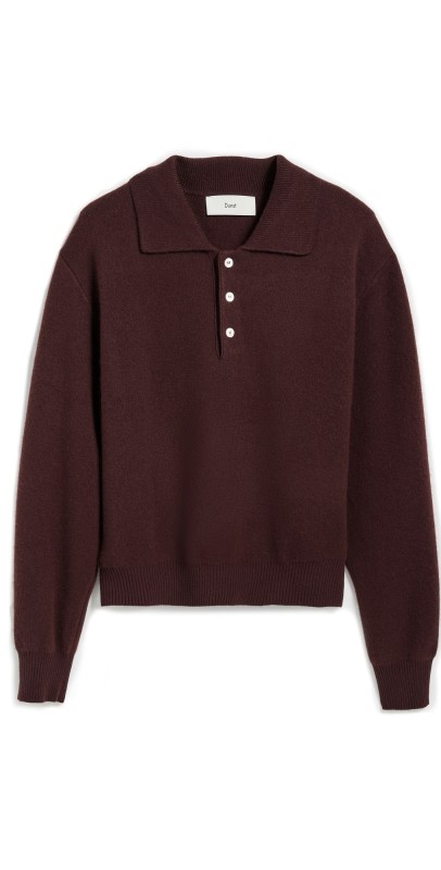 DUNST Unisex Collared Sweater Brown