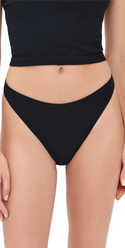 Lunya Seamless Modal High Cut Thong Immersed Black