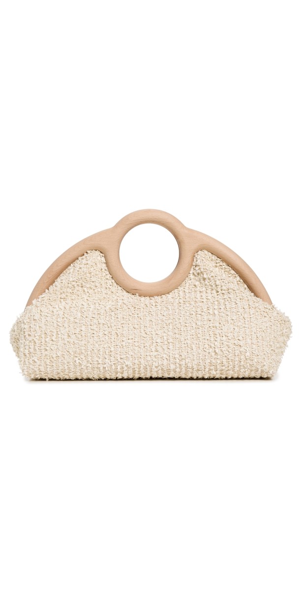 ALEXIS Sloane Raffia Frame Clutch Nat/Off Whit