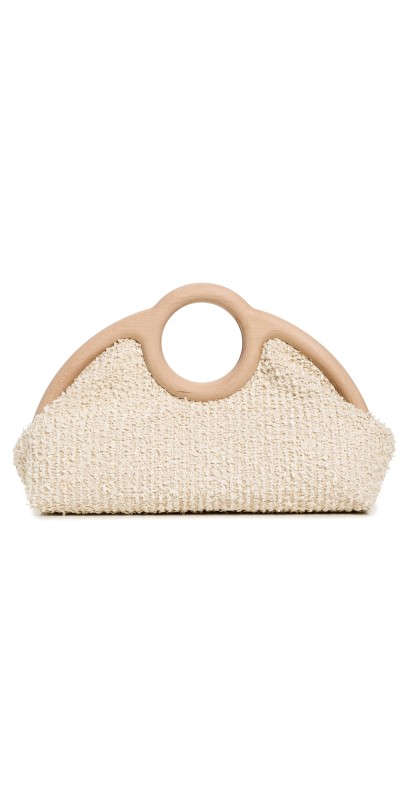 ALEXIS Sloane Raffia Frame Clutch Nat/Off Whit